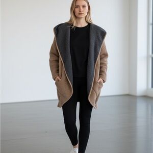 Anthropologie Tan and Gray Hygge cardigan jacket